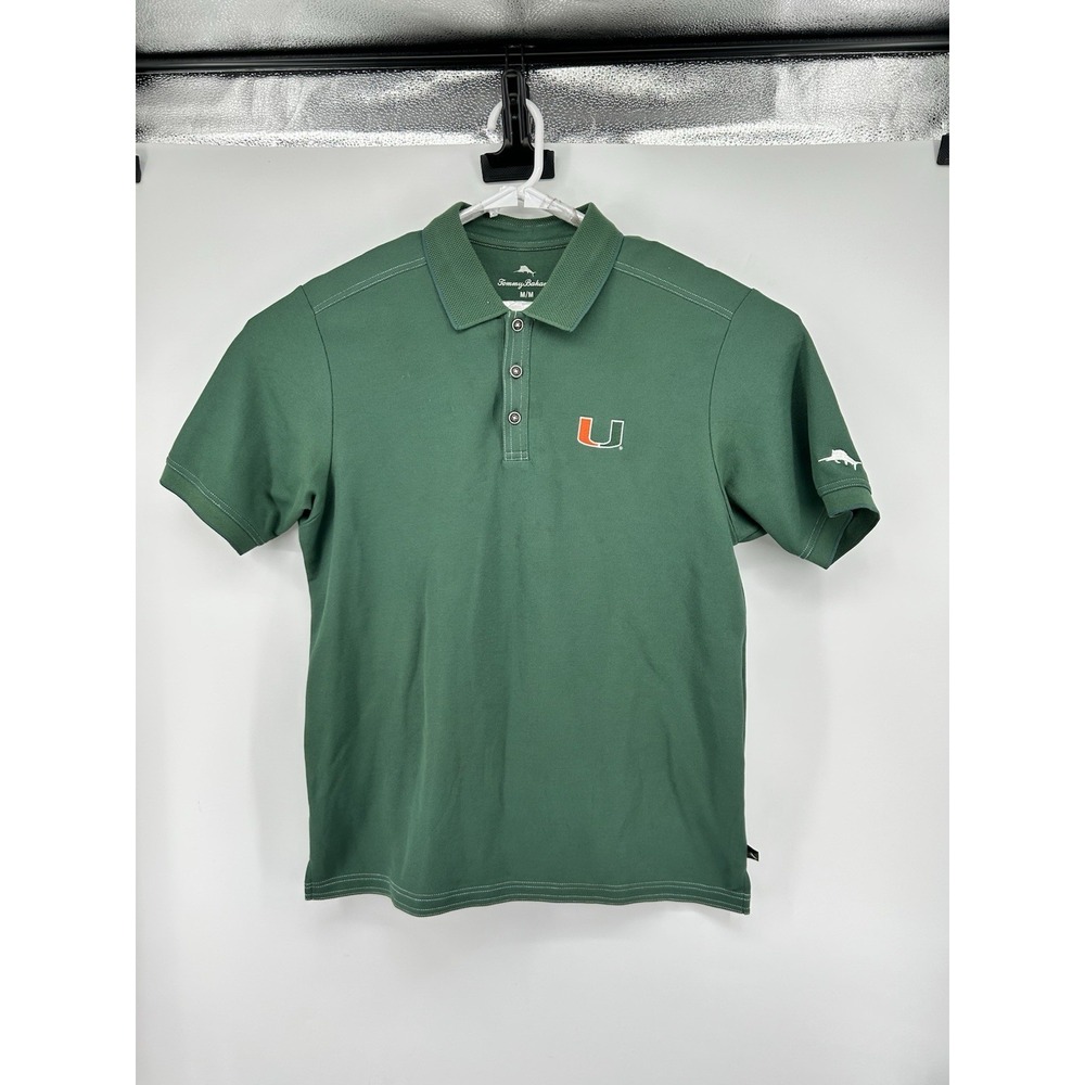University Of Miami Hurricanes Tommy Bahama Short Sleeve Polo Shirt Green Medium